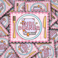 Vinyl Decal Girl Dinner Book