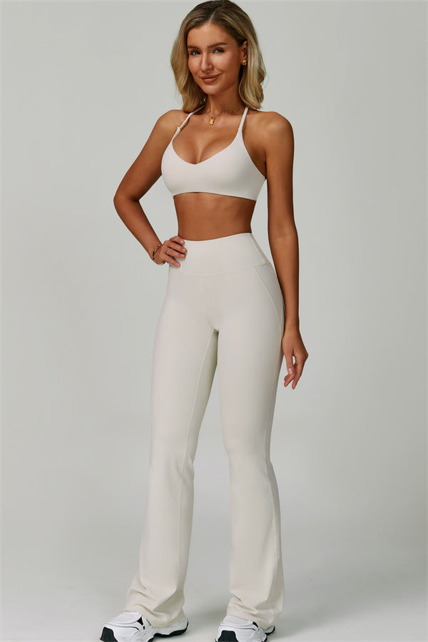 The Bold Cross Back Sports Bra Flared Leggings 2-Piece Set