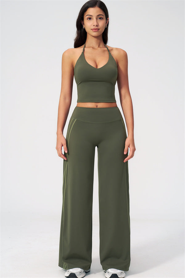The Evoke Crop Top Straight Leg Pants 2-Piece Set