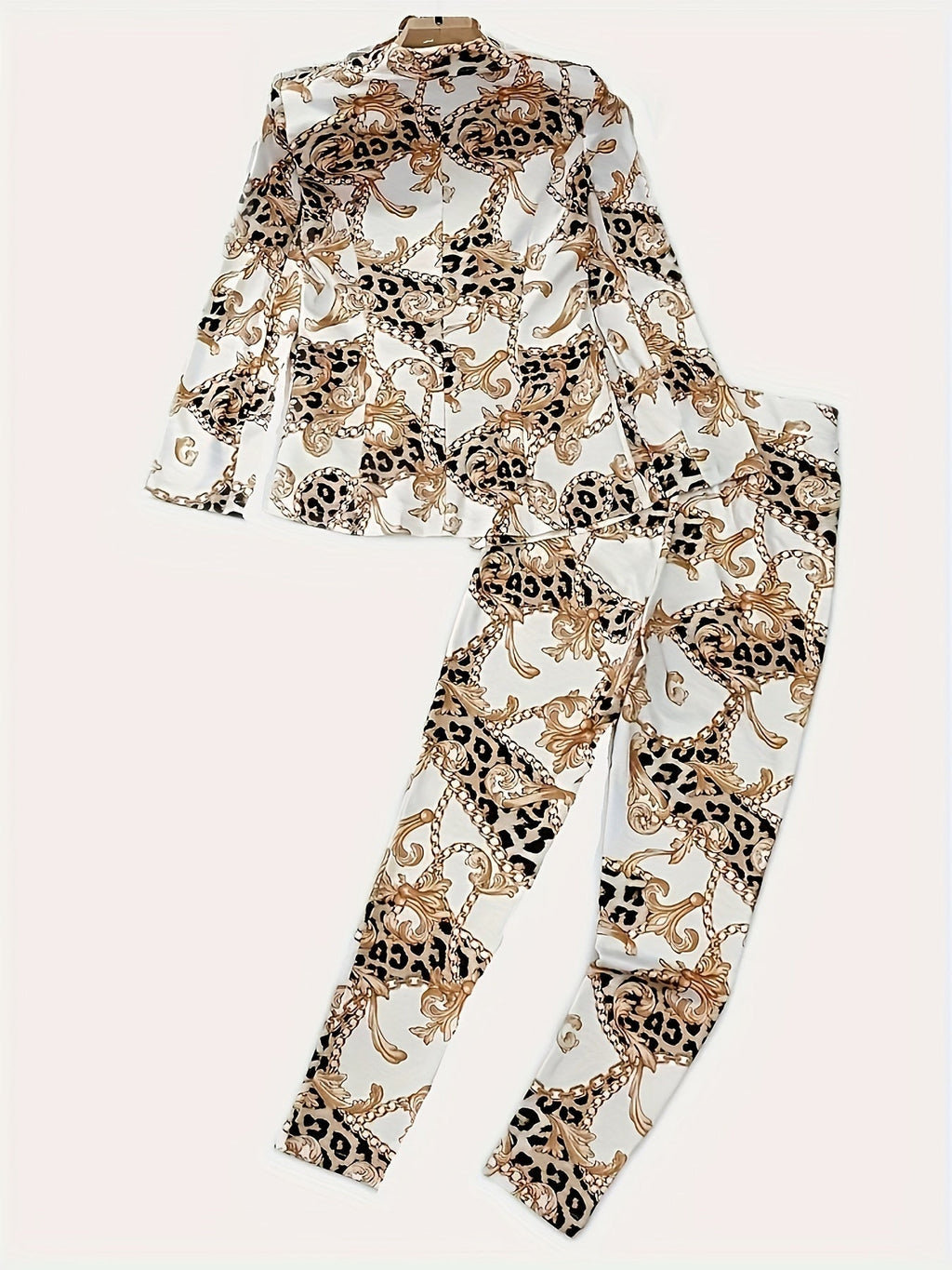 Geometric Print Two-Piece Blazer Set