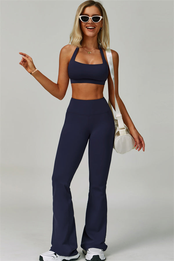 The Bold Halter Sports Bra Flared Leggings 2-Piece Set