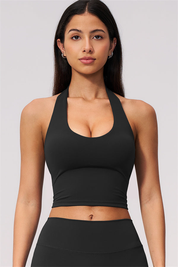 The Twirl Wide Strap Halter Crop Top Capri Leggings 2-Piece Set