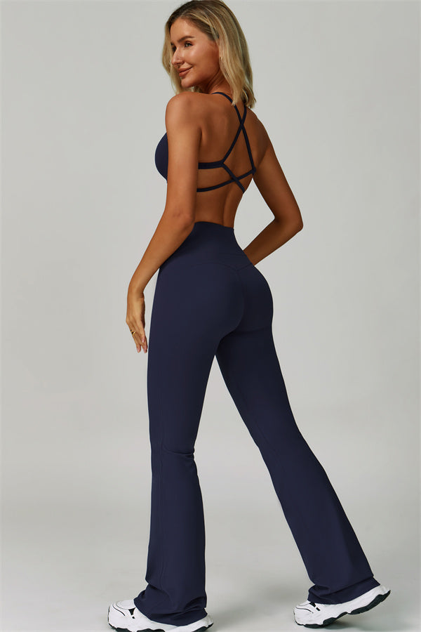 The Bold Cross Back Sports Bra Flared Leggings 2-Piece Set