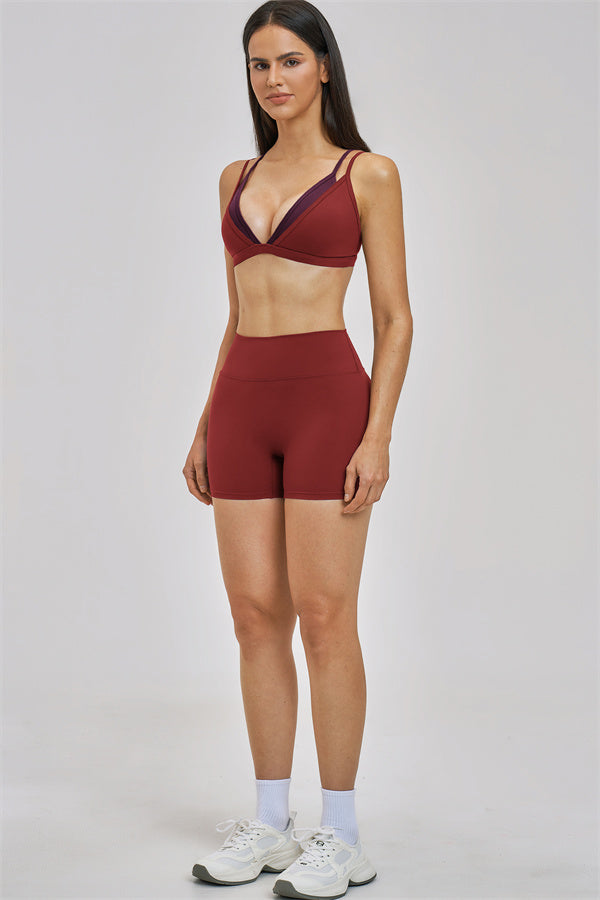 The Seraphine Layered V Sports Bra Shorts 2-Piece Set