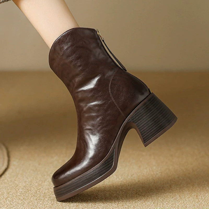 Women's Chunky-Heel PU Ankle Boots
