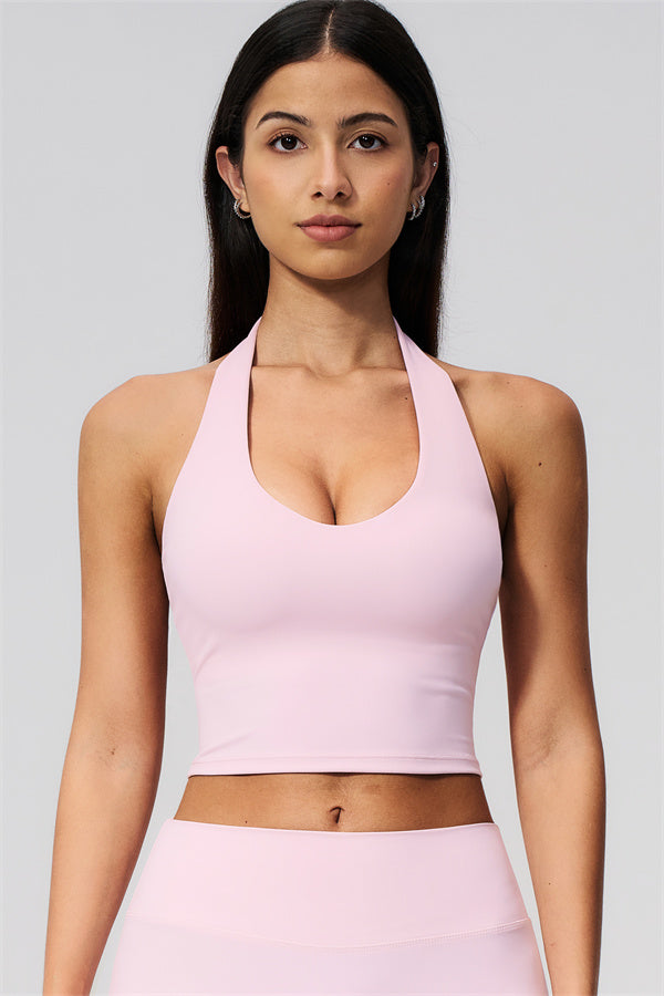 The Twirl Wide Strap Halter Crop Top Capri Leggings 2-Piece Set