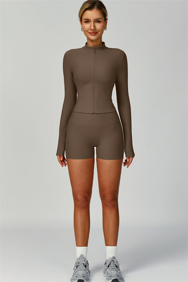 The Burst Jacket Sports Bra Shorts 3-Piece Set