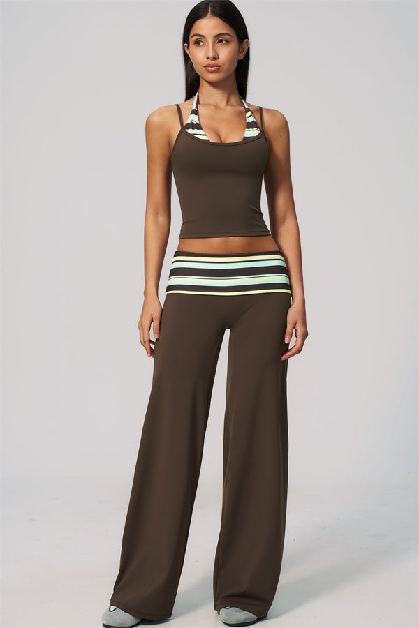 The Enliven Halter Tank Top Straight Leg Pants 2-Piece Set