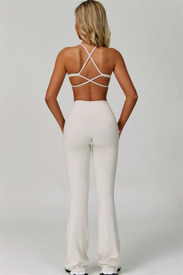 The Bold Cross Back Sports Bra Flared Leggings 2-Piece Set