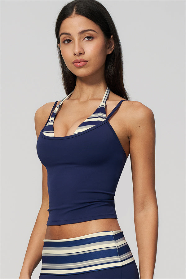 The Enliven Halter Tank Top Capri Leggings 2-Piece Set
