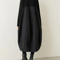 Women's Round-Neck Long-Sleeve Patchwork Maxi Dress