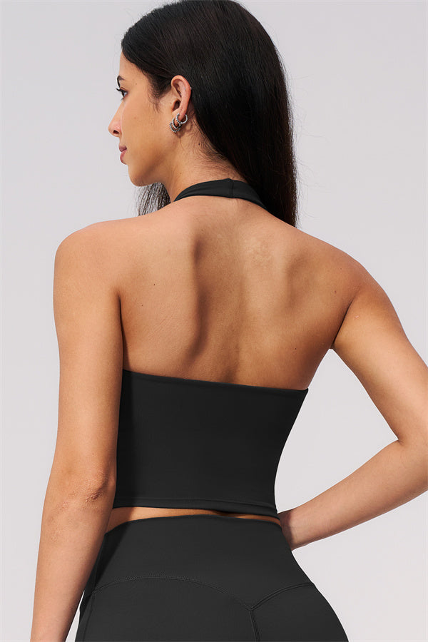 The Twirl Wide Strap Halter Crop Top Capri Leggings 2-Piece Set