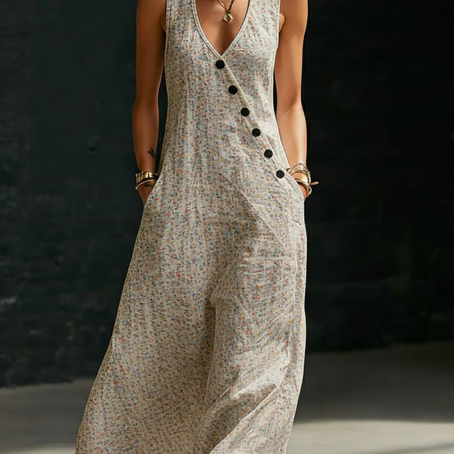 Women’s V-Neck Cross-Over Shirt and Wide-Leg Pants Set
