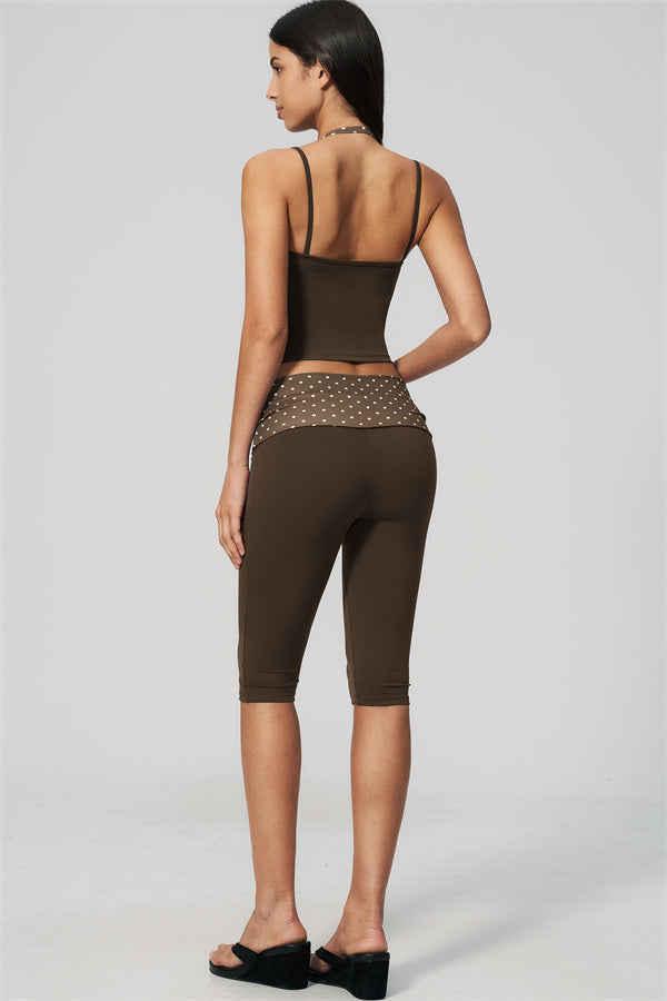 The Enliven Halter Tank Top Capri Leggings 2-Piece Set