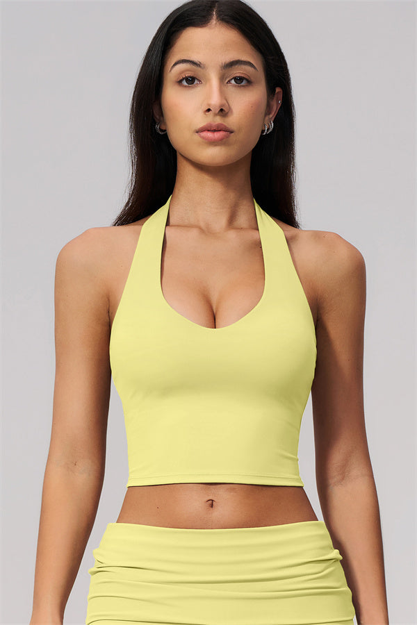 The Twirl Wide Strap Halter Crop Top Straight Leg Pants 2-Piece Set