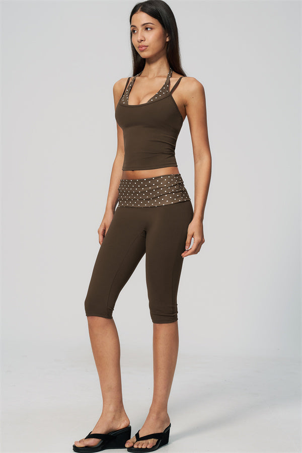 The Enliven Halter Tank Top Capri Leggings 2-Piece Set