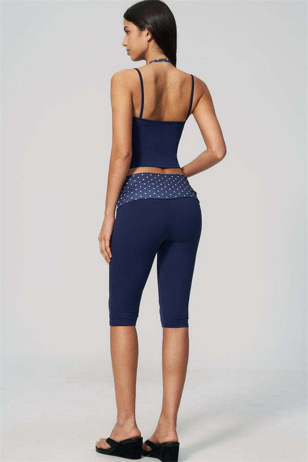 The Enliven Halter Tank Top Capri Leggings 2-Piece Set