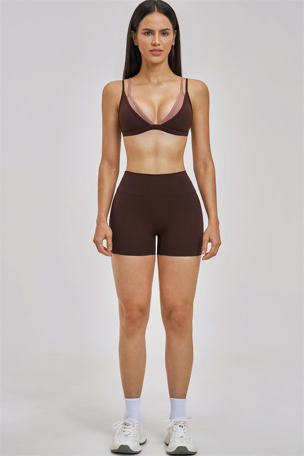 The Seraphine Layered V Sports Bra Shorts 2-Piece Set