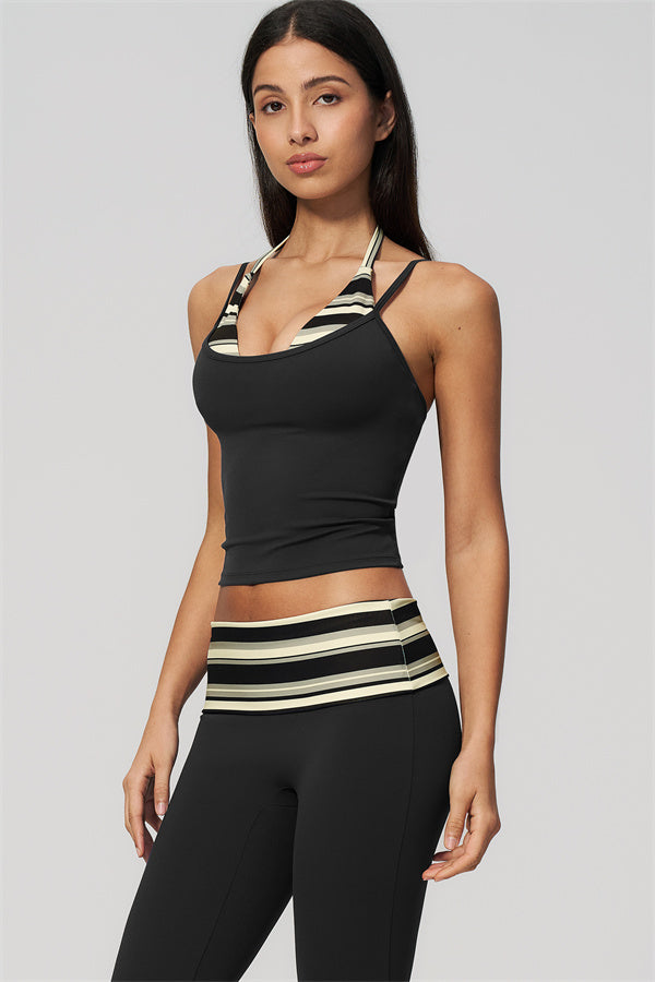 The Enliven Halter Tank Top Capri Leggings 2-Piece Set
