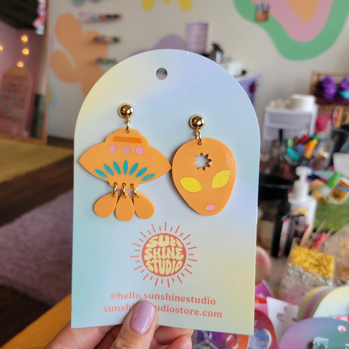 Alien Mismatched Acrylic Statement Earrings